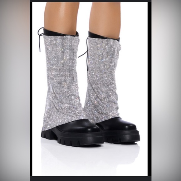 AZALEA WANG BLOOMFIELD EMBELLISHED BOOT IN SILVER - Picture 1 of 5